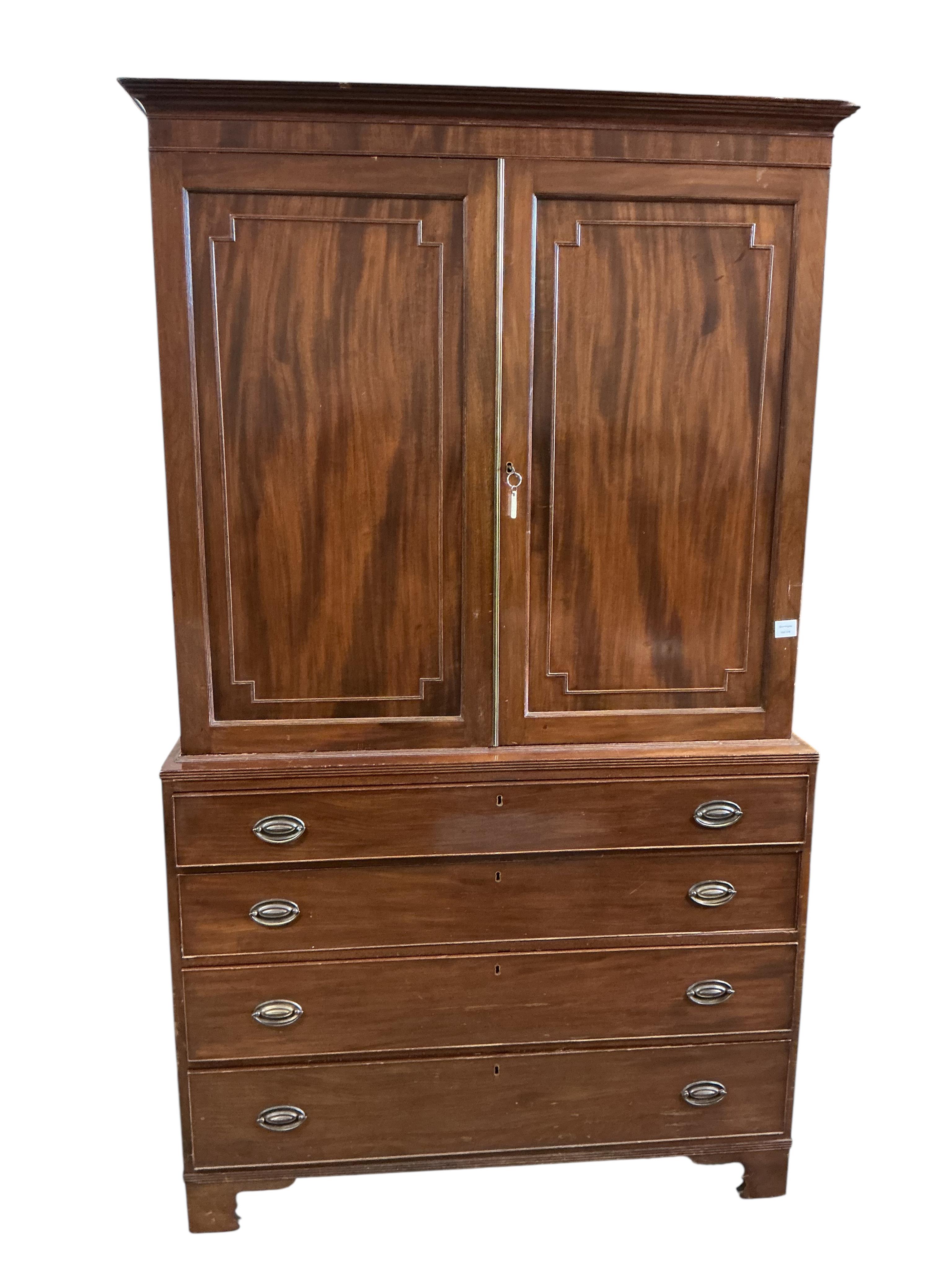 A Regency mahogany linen press, width 122cm, depth 56cm, height 210cm